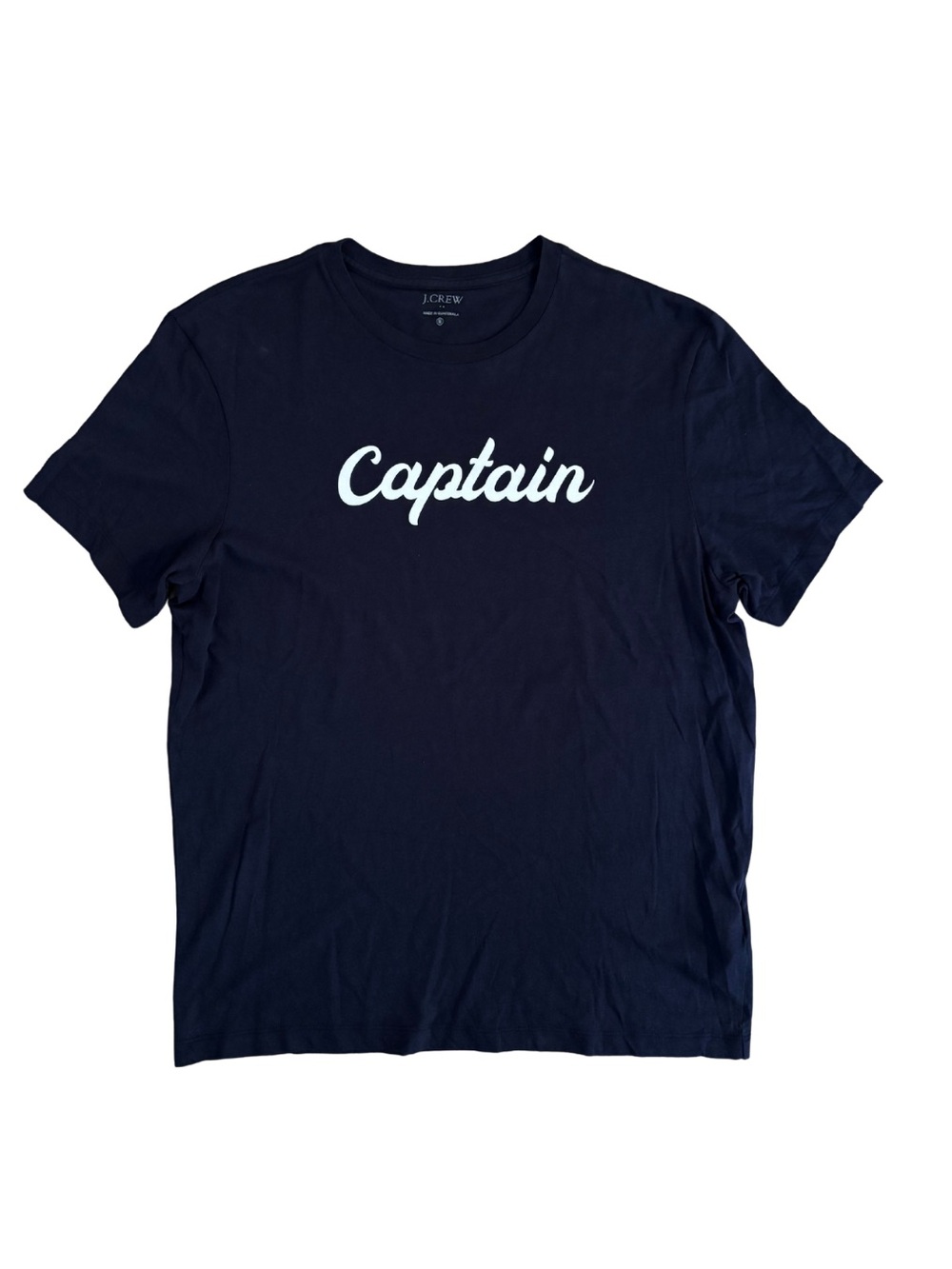 J. Crew Navy Graphic "Captain" Short Sleeve Tee